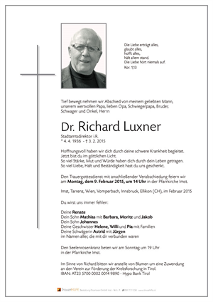 Nachruf für Dr. Richard Luxner!